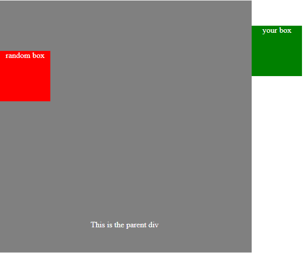 boxes demonstrating positions